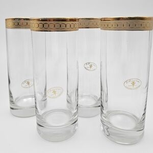 Gold Rimmed Highball Glasses Set Of 4